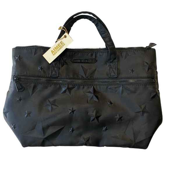 Aimee Kestenberg Mara Satchel W/ Embossed Stars, Nylon, Black, NWT, 14 x 9 - Picture 1 of 9